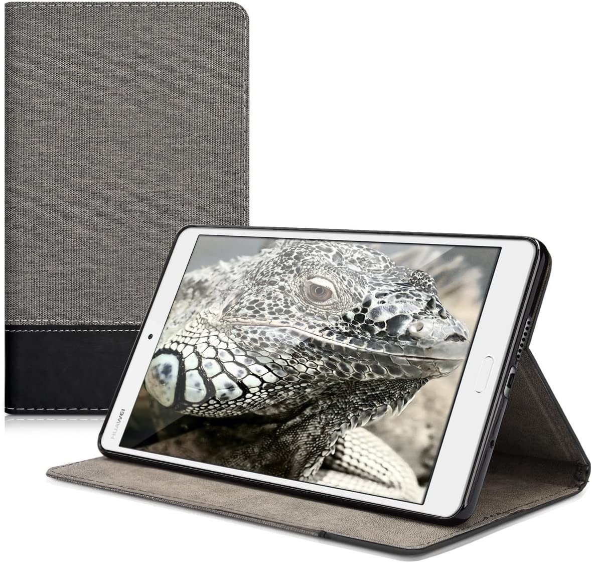 KW Θήκη Huawei MediaPad M3 8.4 - PU Leather and Canvas Protective Cover - Grey / Black