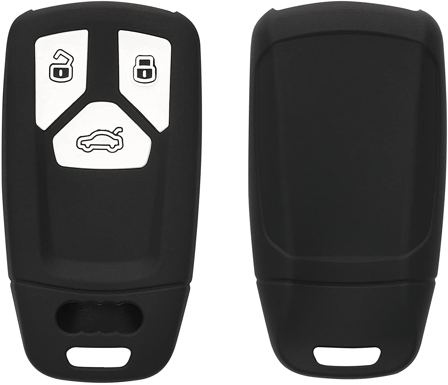 KW Θήκη Κλειδιού Audi - Σιλικόνη - 3 Κουμπιά - Smart Key Keyless Go - Black Matte