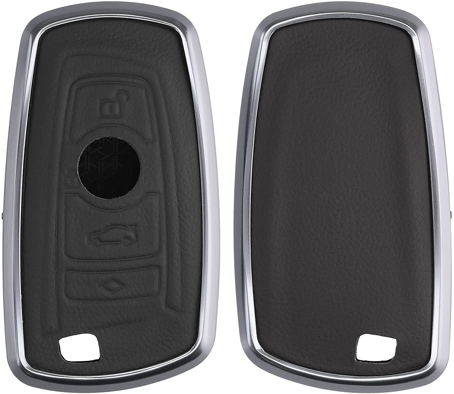 KW Θήκη Κλειδιού BMW από Δέρμα και Αλουμίνιο - 3 Κουμπιά - Keyless Go - Dark Grey