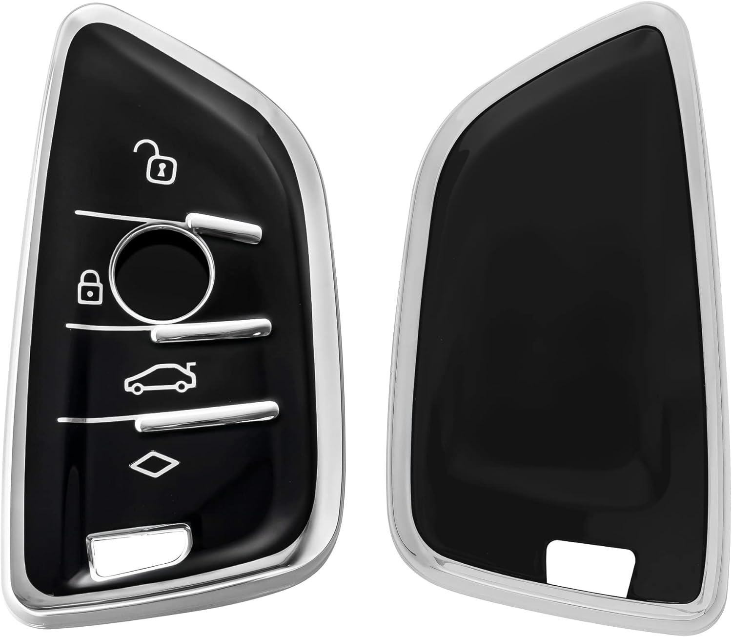 KW Θήκη Κλειδιού BMW - Σιλικόνη με Έγχρωμο Πλαίσιο & Κουμπιά - 3 Κουμπιά - Smart Key - Black / Silver