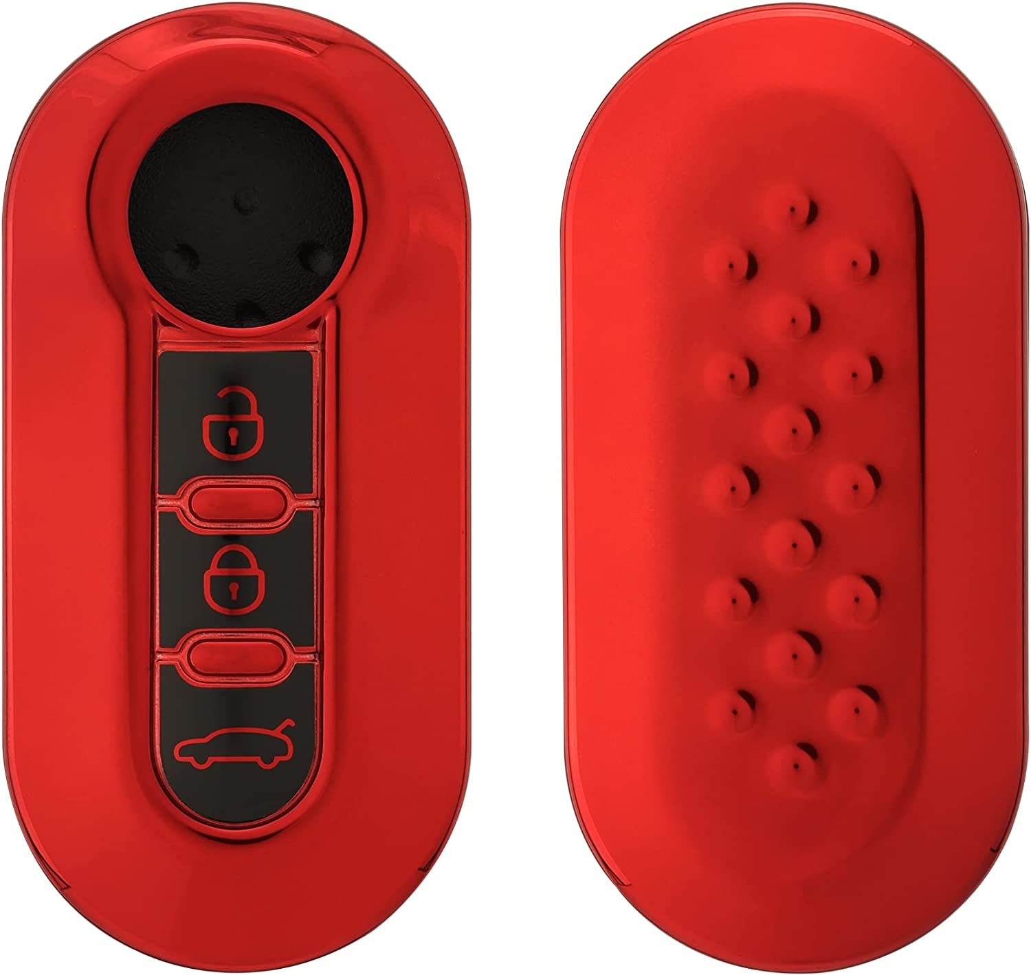 KW Θήκη Κλειδιού Fiat Lancia - Σιλικόνη - 3 Κουμπιά - Flip Key - Red High Gloss