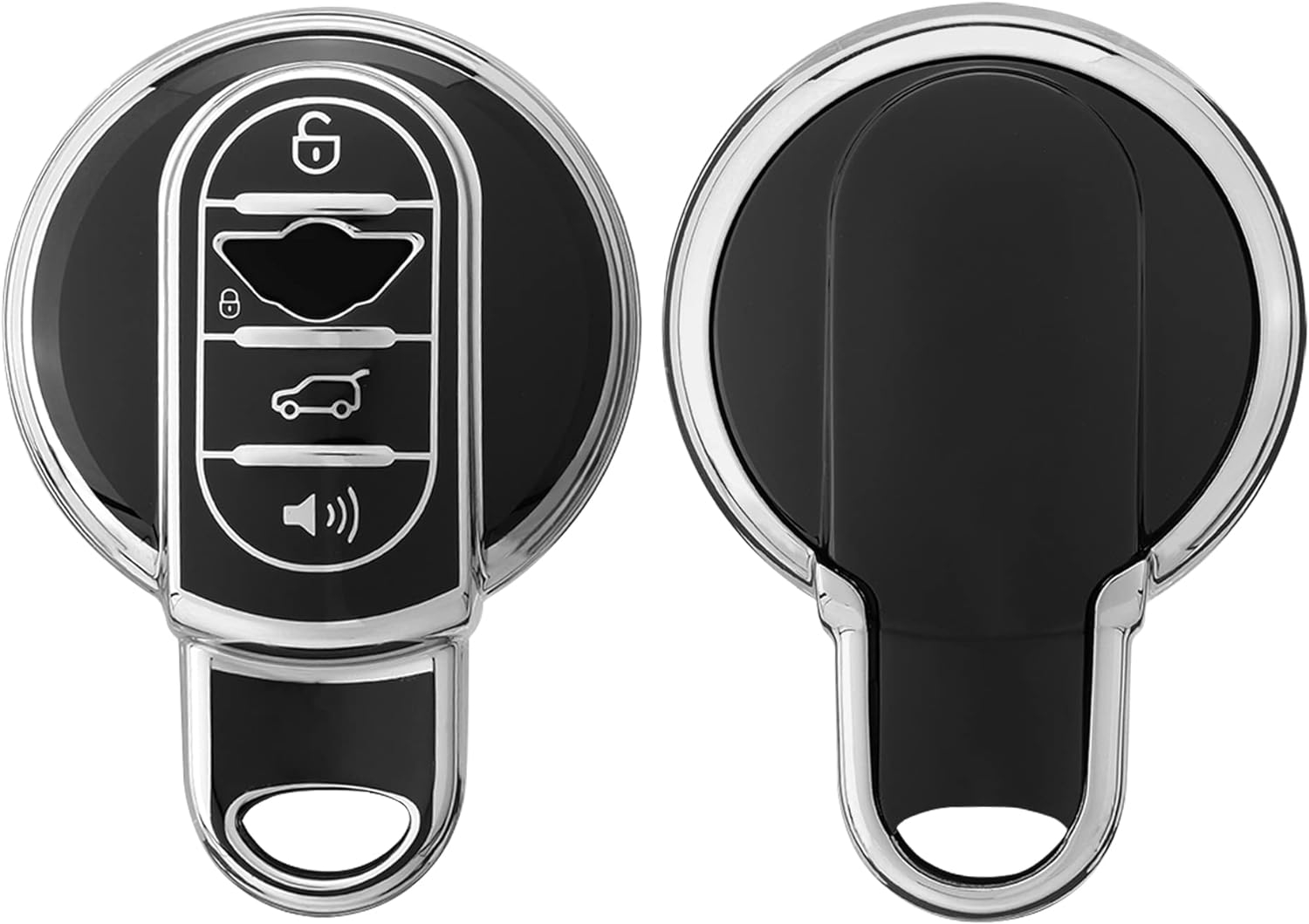 KW Θήκη Κλειδιού Mini - Σιλικόνη με Έγχρωμο Πλαίσιο & Κουμπιά - 3 Κουμπιά - Smart Key - Black / Silver