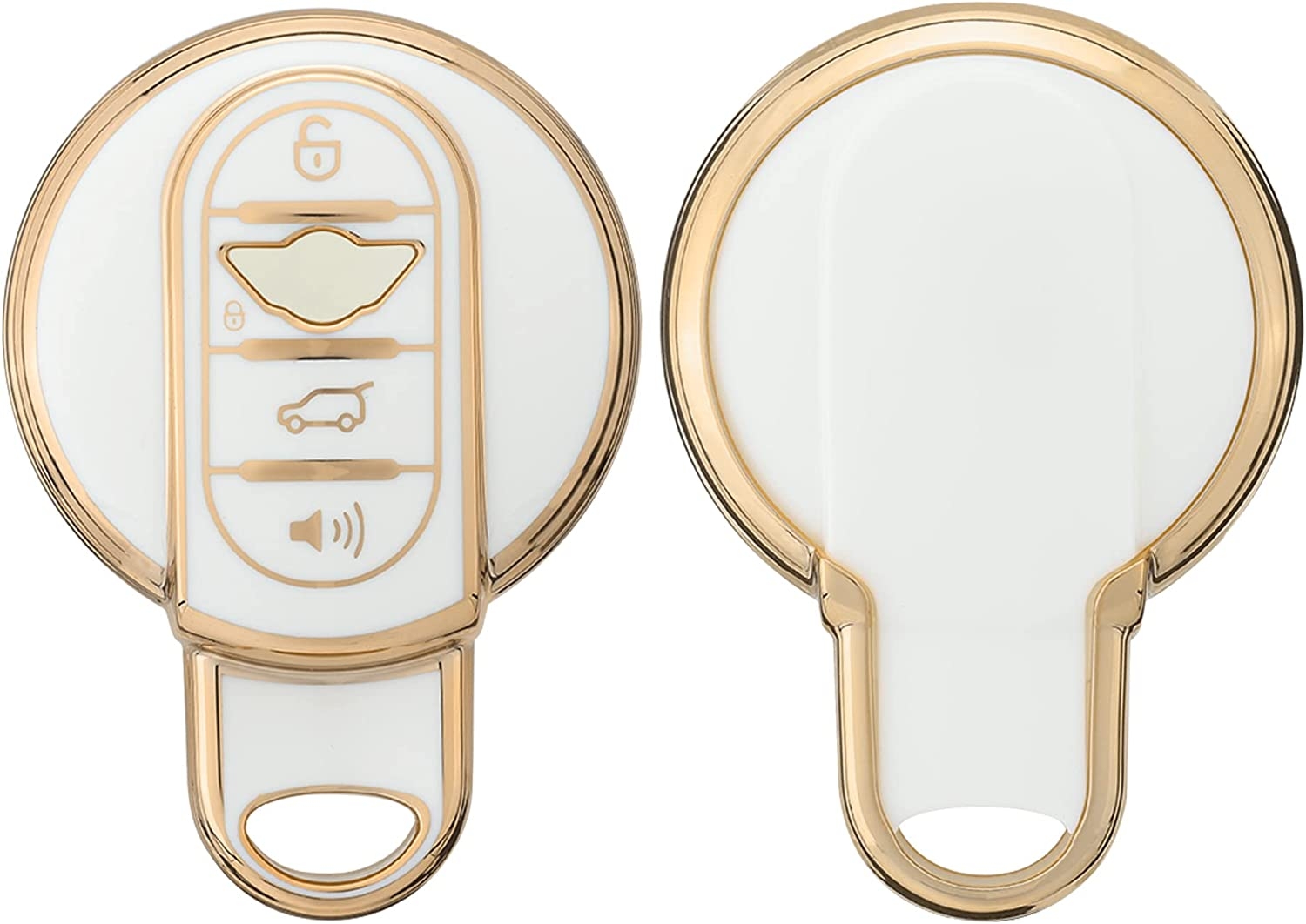 KW Θήκη Κλειδιού Mini - Σιλικόνη - 3 Κουμπιά - Smart Key - White / Gold