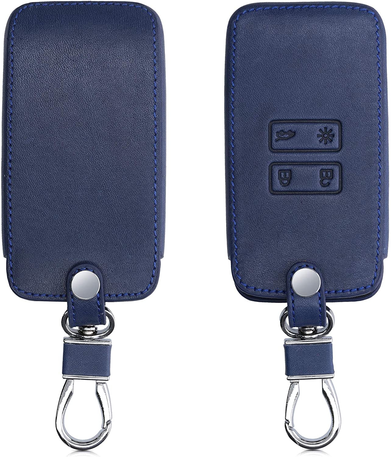 KW Θήκη Κλειδιού Renault -Συνθετικό Δέρμα - 4 Κουμπιά (only Keyless Go) - Dark Blue
