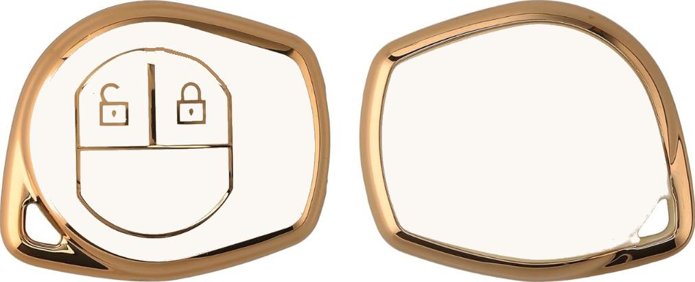 KW Θήκη Κλειδιού Suzuki / Opel - Σιλικόνη με Έγχρωμο Πλαίσιο & Κουμπιά - 2 Κουμπιά - White / Gold