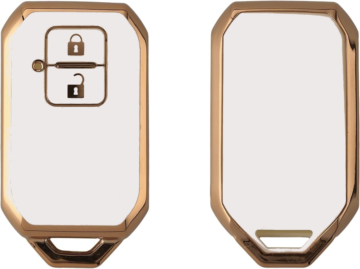 KW Θήκη Κλειδιού Suzuki - Σιλικόνη με Έγχρωμο Πλαίσιο & Κουμπιά - 2 Κουμπιά - Keyless Go - White / Gold