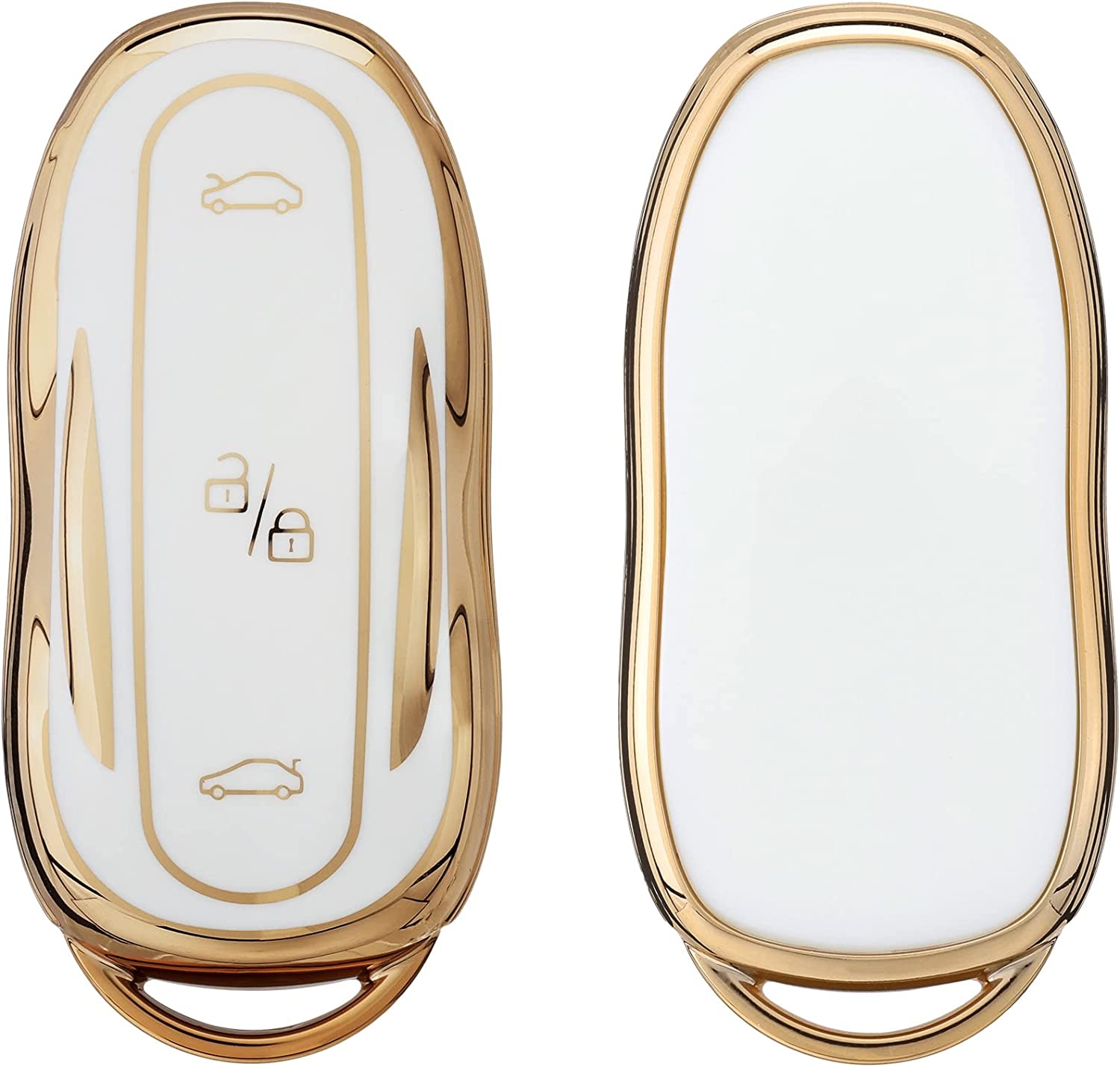 KW Θήκη Κλειδιού Tesla Model S - Σιλικόνη - White / Gold