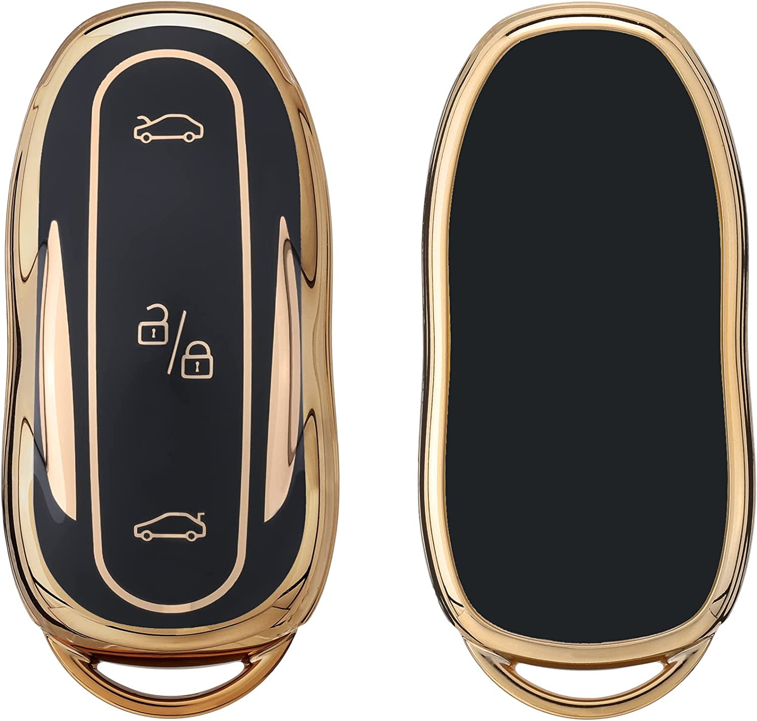 KW Θήκη Κλειδιού Tesla - Σιλικόνη - Smart Key - Black / Gold