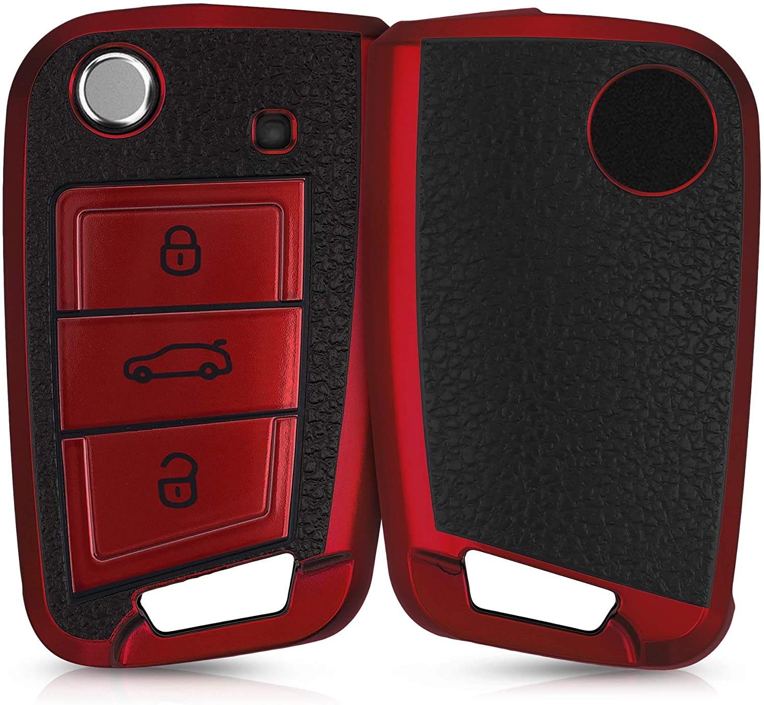KW Θήκη Κλειδιού VW Golf 7 MK7 - Σιλικόνη - 3 Κουμπιά - Red / Black