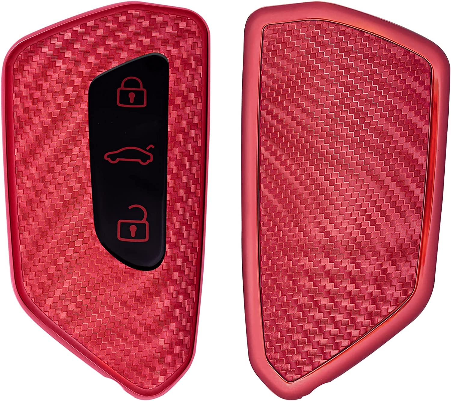 KW Θήκη Κλειδιού VW Golf 8 - Σιλικόνη - 3 Κουμπιά - Smart Key - Carbon Red
