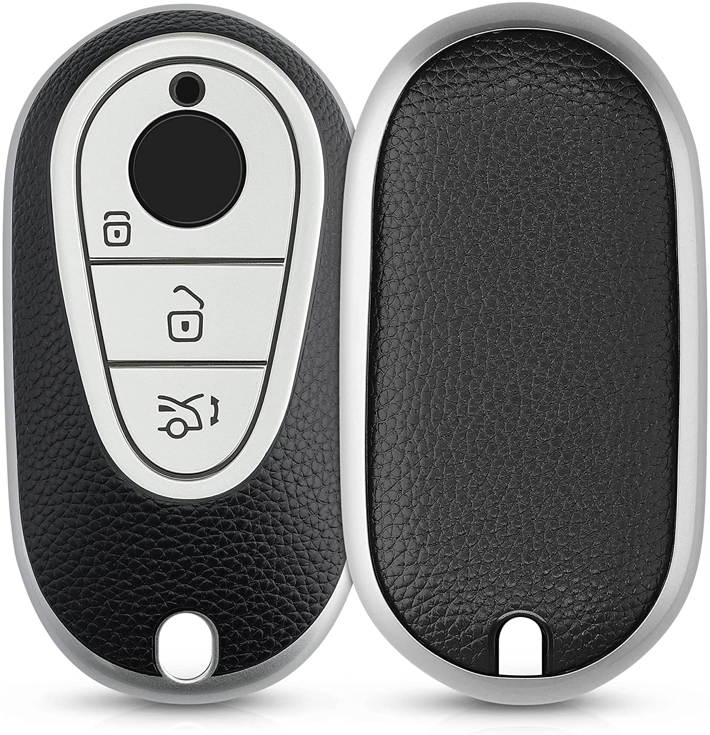 KW Θήκη Κλειδιού Mercedes Benz - Σιλικόνη - 3 Κουμπιά - Smart Key - Silver / Black