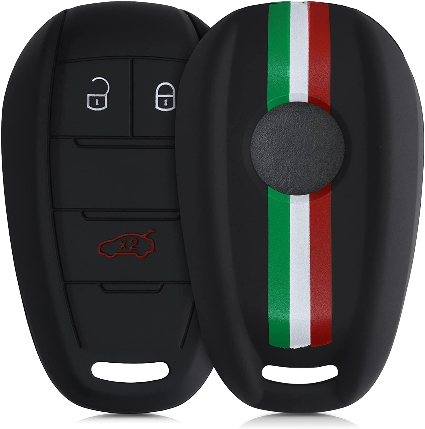 KW Θήκη Κλειδιού Alfa Romeo - Σιλικόνη - 3 Κουμπιά - Italy / Green / Red / Black 