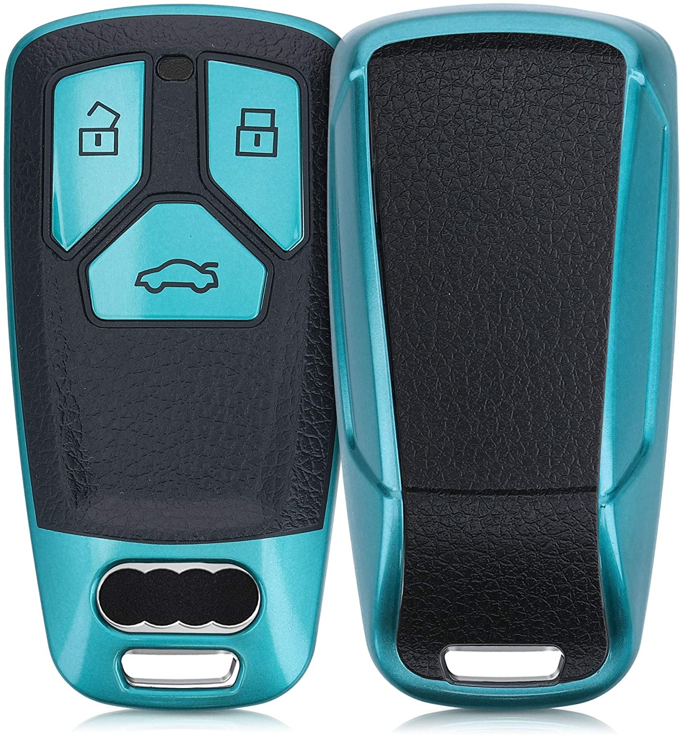 KW Θήκη Κλειδιού Audi - Σιλικόνη - 3 Κουμπιά - Keyless Go - Green / Black