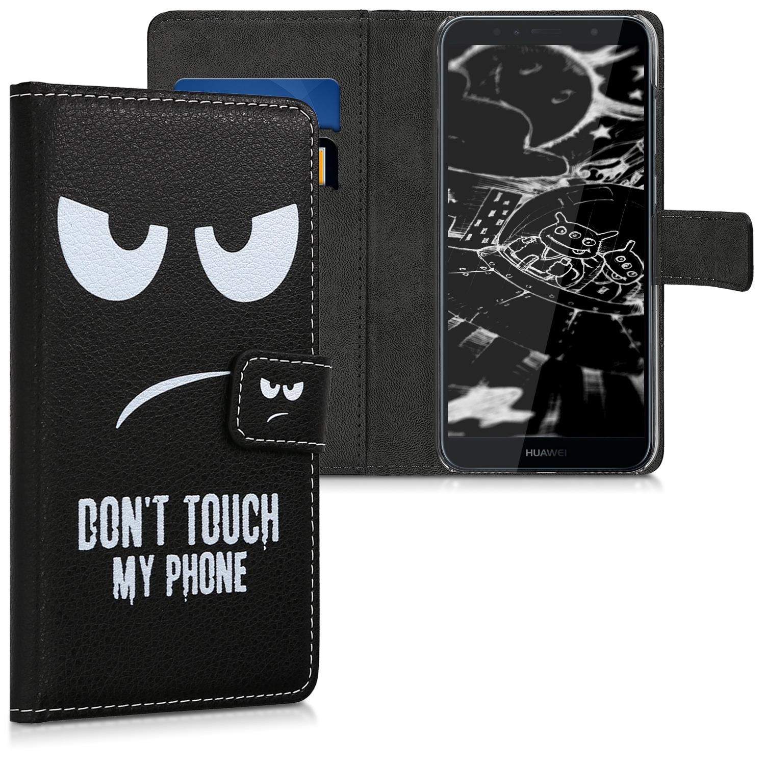 KW Θήκη - Πορτοφόλι Huawei Y6 2018 - Don't Touch My Phone