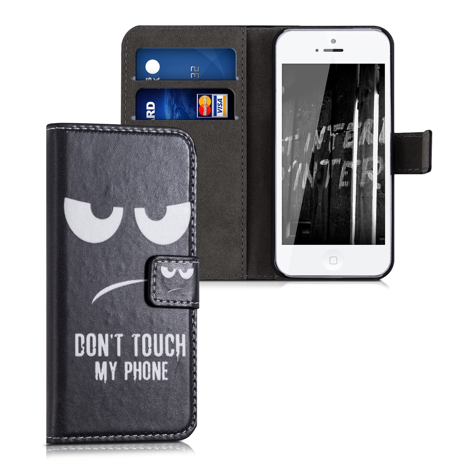 KW Θήκη - Πορτοφόλι iPhone SE / 5S / 5 - Don't Touch My Phone