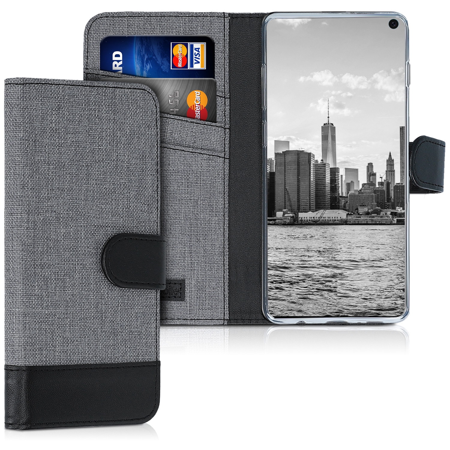 KW Θήκη Πορτοφόλι Samsung Galaxy S10 - Grey / Black Canvas