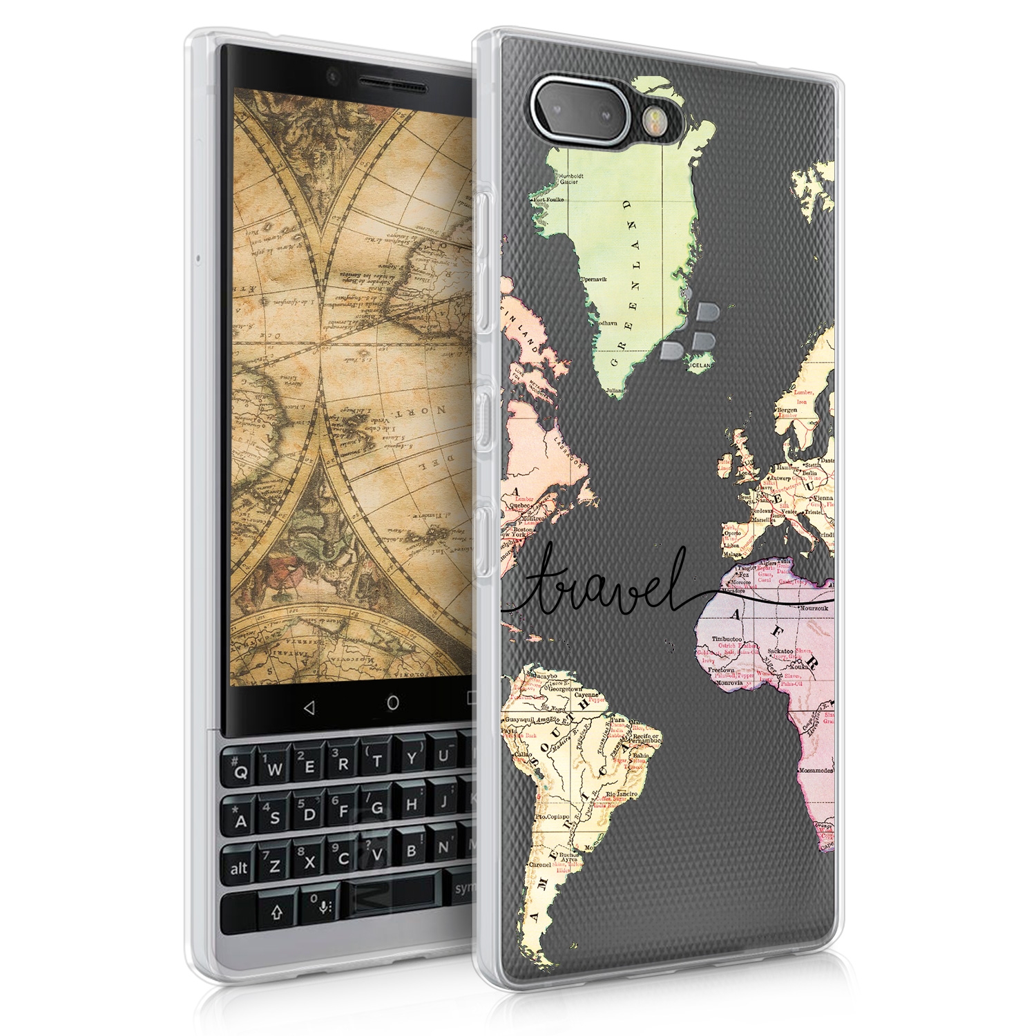 KW Θήκη Σιλικόνης Blackberry KEYtwo (Key2) - Black / Multicolor / Transparent
