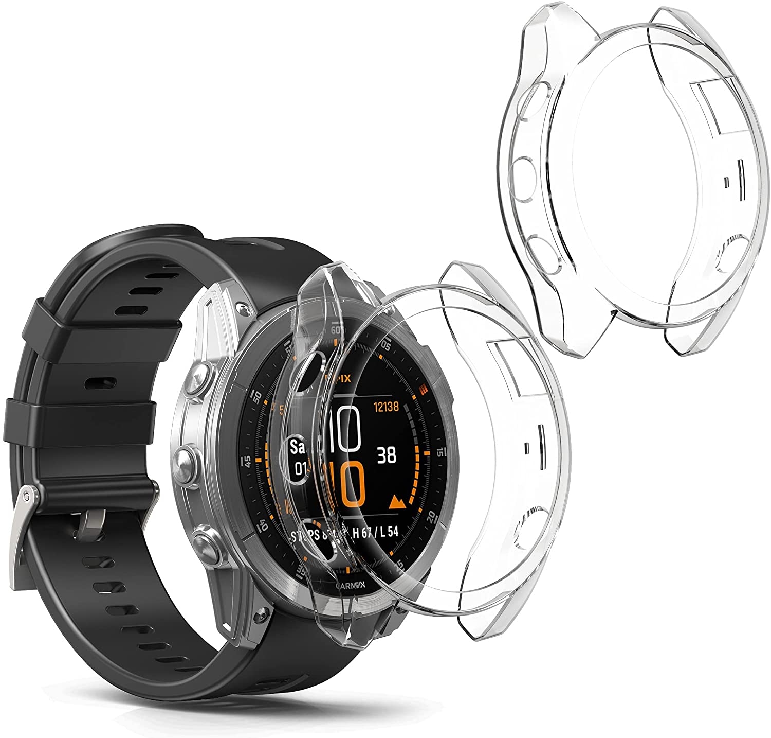 KW Θήκη Σιλικόνης Garmin Epix 2 - Transparent - 2 Τεμάχια 