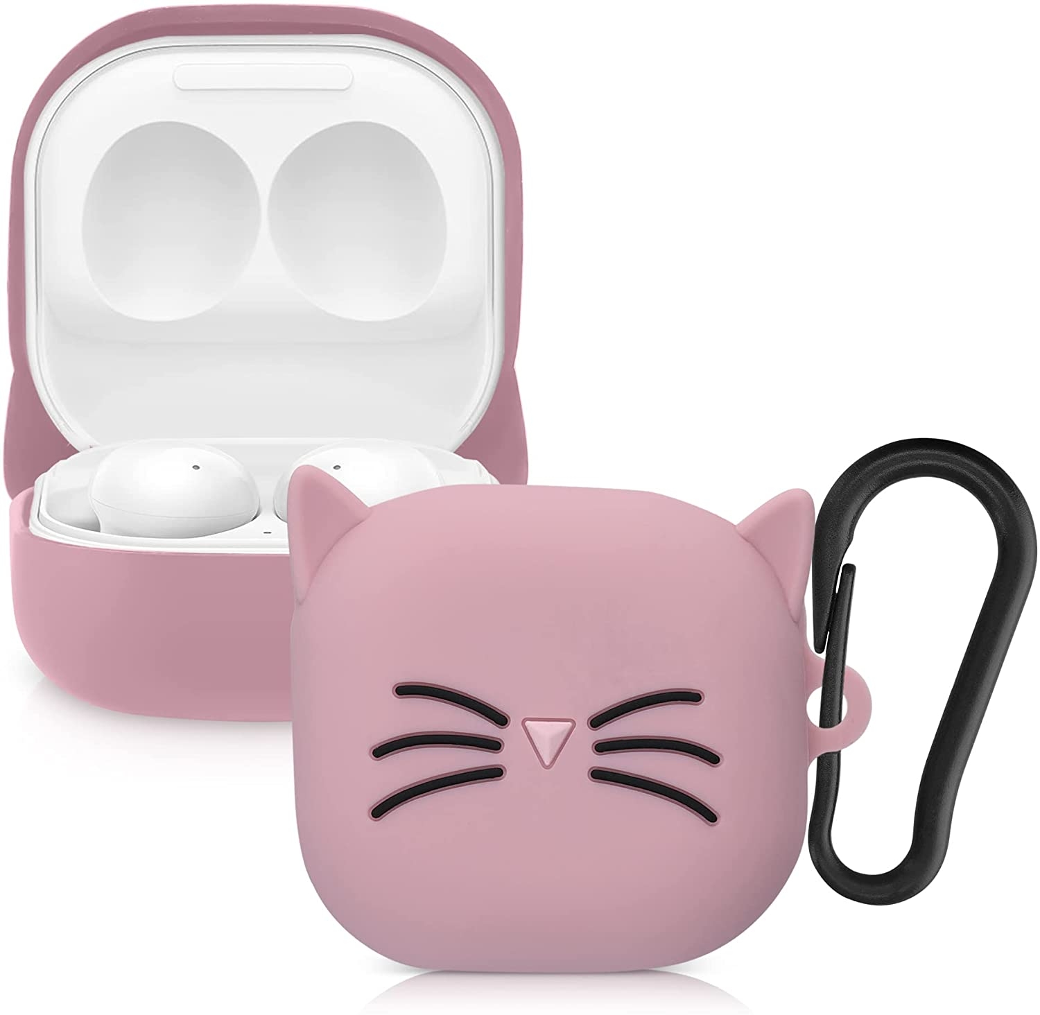 KW Θήκη Σιλικόνης για Samsung Galaxy Buds 2 / 2 Pro / Live / Pro - Cat / Black / Pink