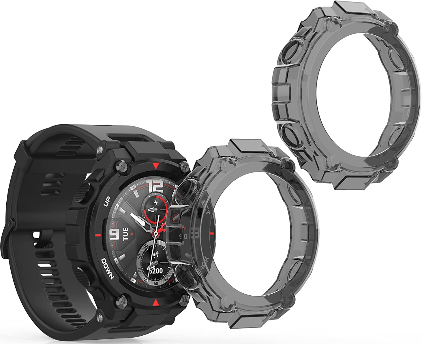 KW Θήκη Σιλικόνης Huami Amazfit T-Rex / T-Rex Pro - Black - 2 Τεμάχια