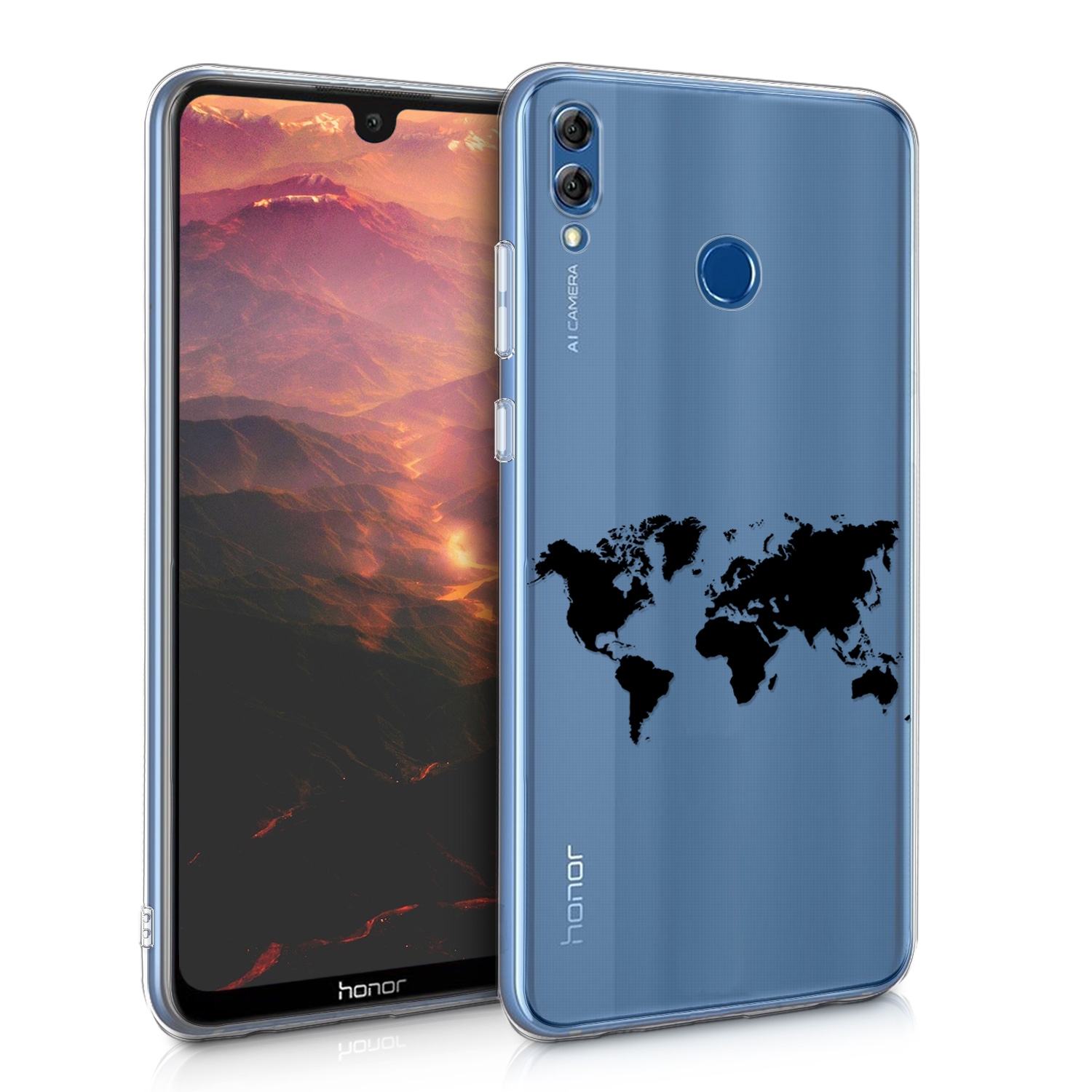 KW Θήκη Σιλικόνης Huawei Honor 8X Max - World Map