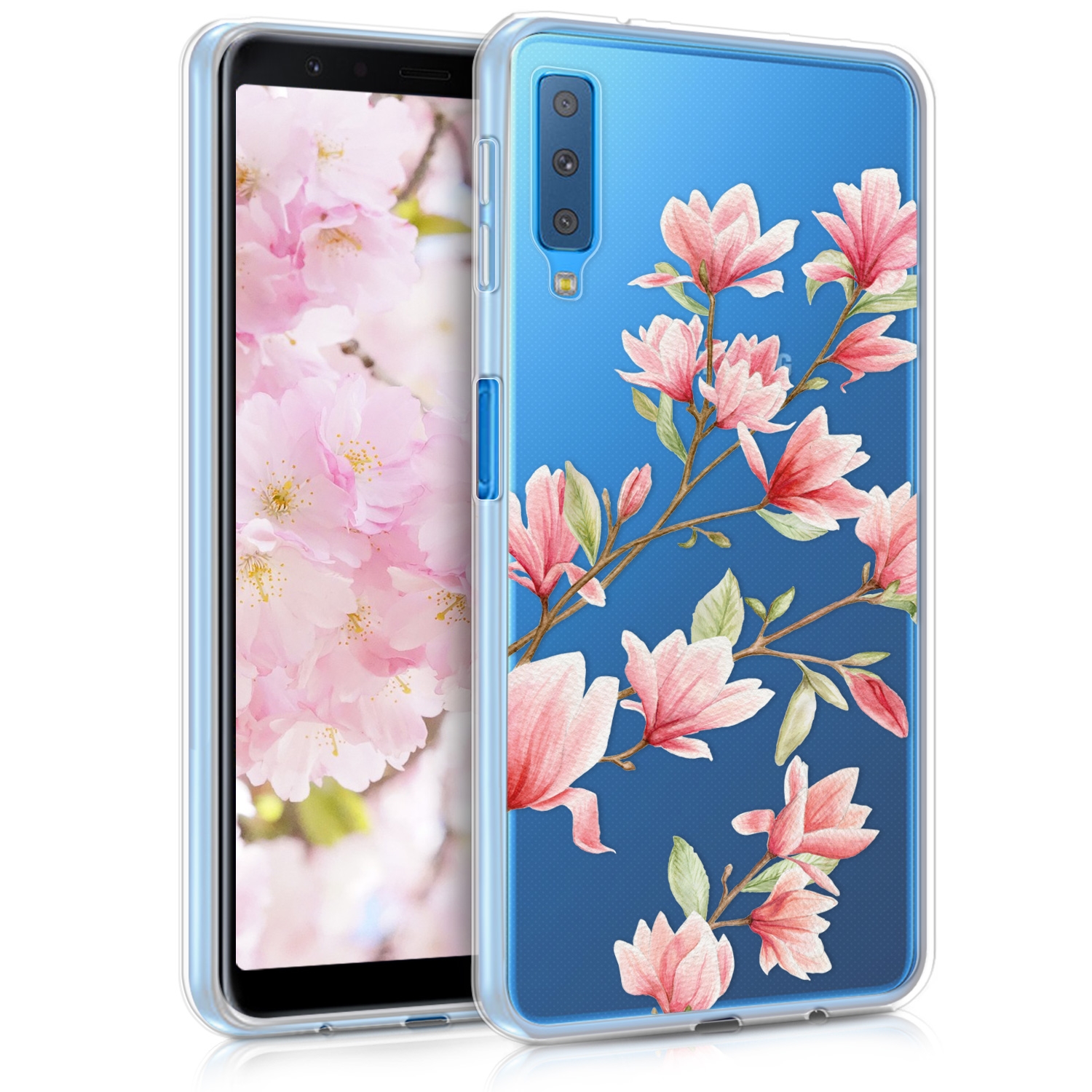 KW Θήκη Σιλικόνης Samsung Galaxy A7 2018 - Magnolias Light Pink White