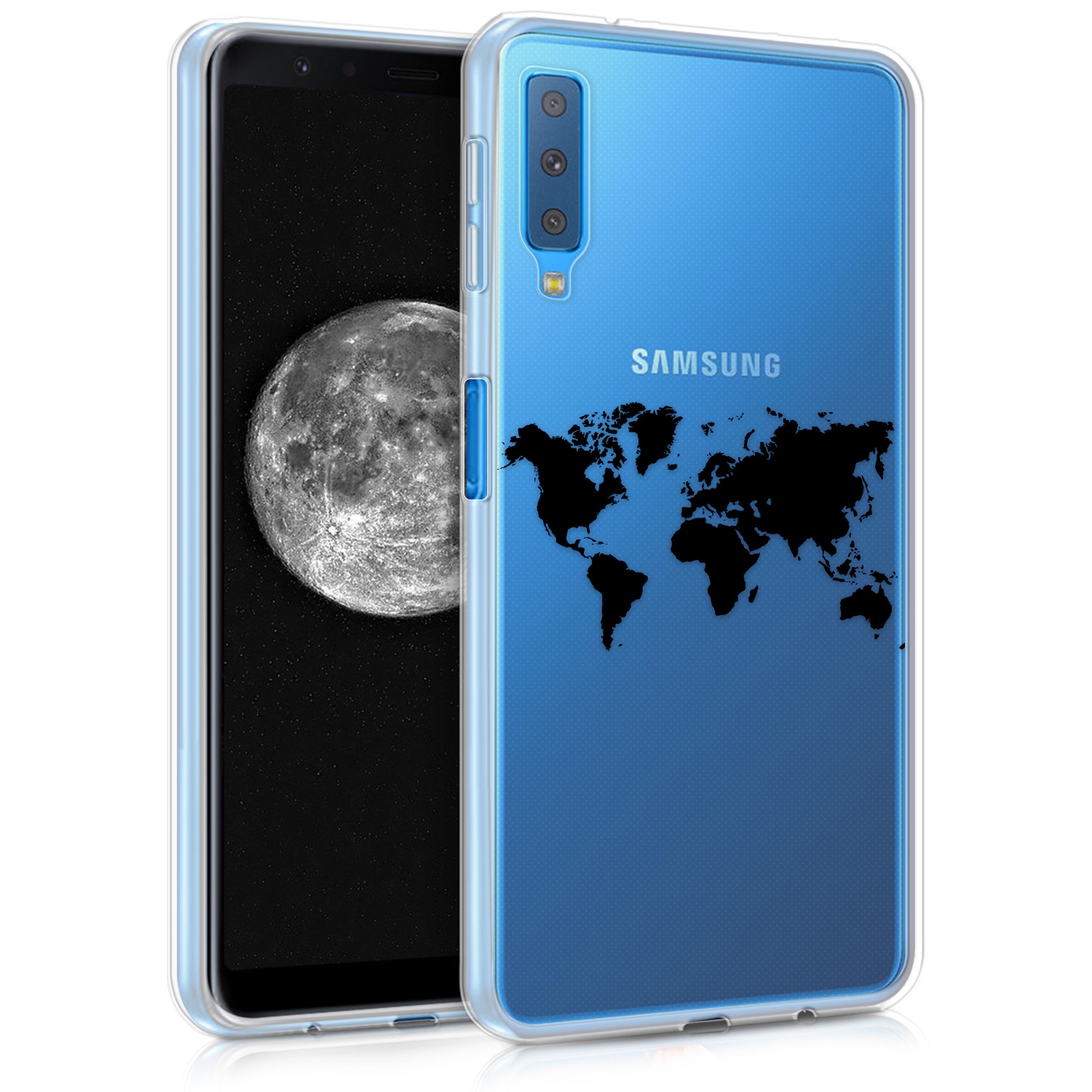 KW Θήκη Σιλικόνης Samsung Galaxy A7 2018 - World Map