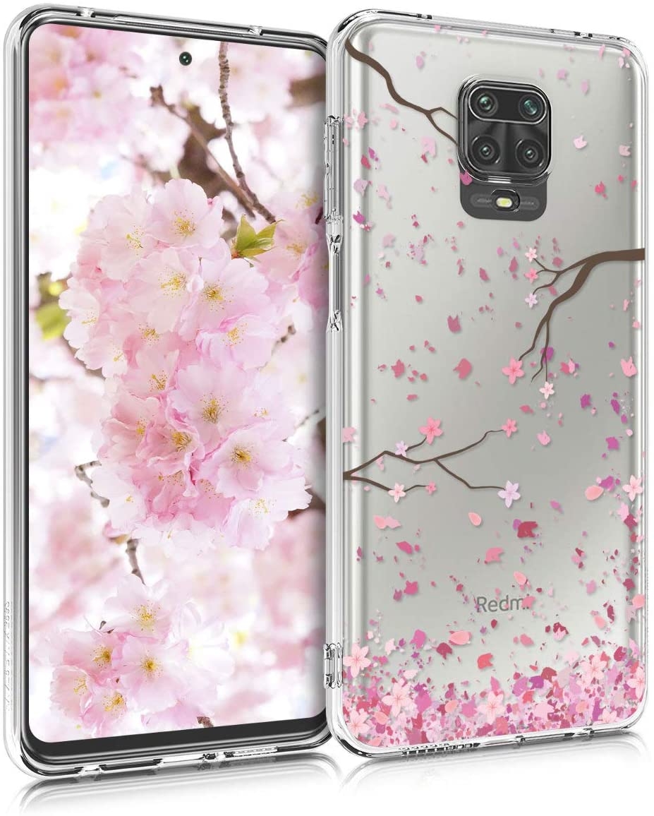 KW Θήκη Σιλικόνης Xiaomi Redmi Note 9S / 9 Pro / 9 Pro Max - Cherry Blossoms / Light Pink / Dark Brown / Transparent 