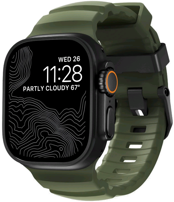Λουράκι Apple Watch Ultra/SE/11/10/9/8/7/6/5/4 (49/46/45/44mm) Nomad Rocky Point Band Αδιάβροχο FKM & Τιτάνιο Forest / Black