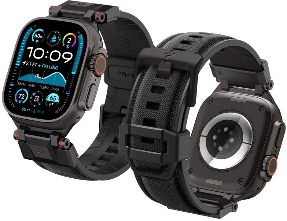 Λουράκι Apple Watch Ultra/SE/11/10/9/8/7/6/5/4 (49/46/45/44mm) Spigen DuraPro Armor Σιλικόνης Black Edition