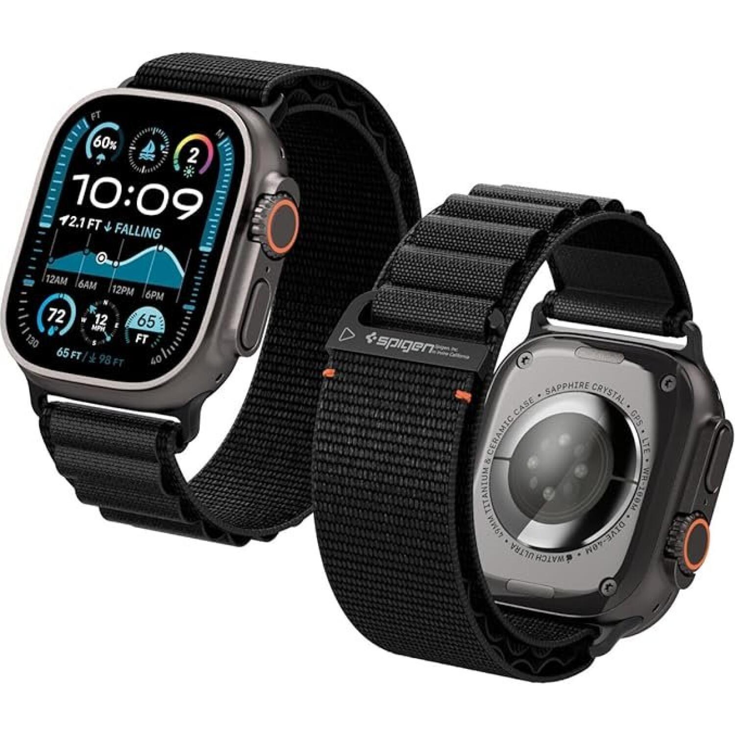 Λουράκι Apple Watch Ultra/SE/11/10/9/8/7/6/5/4 (49/46/45/44mm) Spigen WBF1 Υφασμάτινο Black