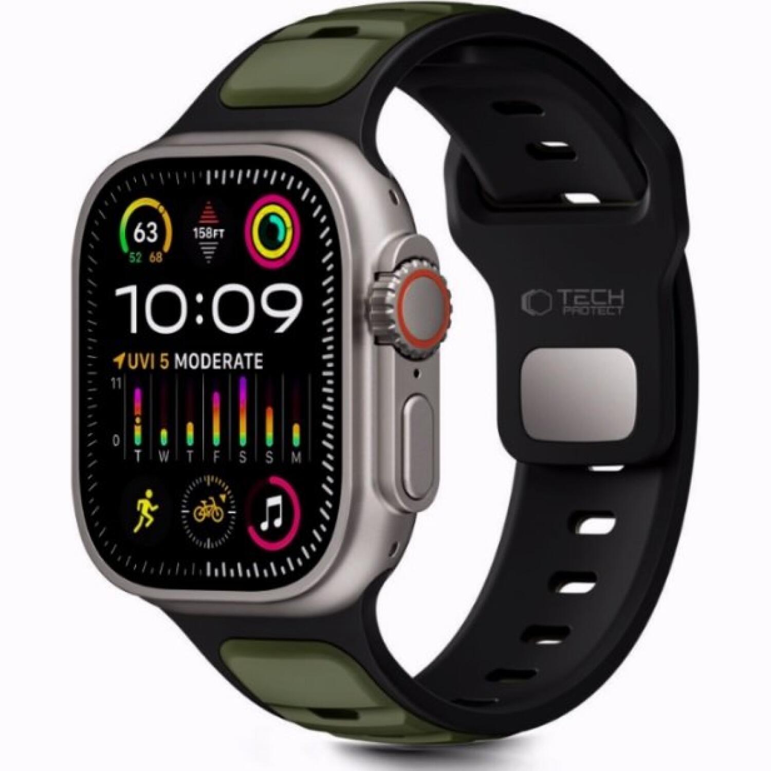 Λουράκι Apple Watch Ultra/SE/11/10/9/8/7/6/5/4 (49/46/45/44mm) Tech-Protect Iconband Line Σιλικόνης Black / Green