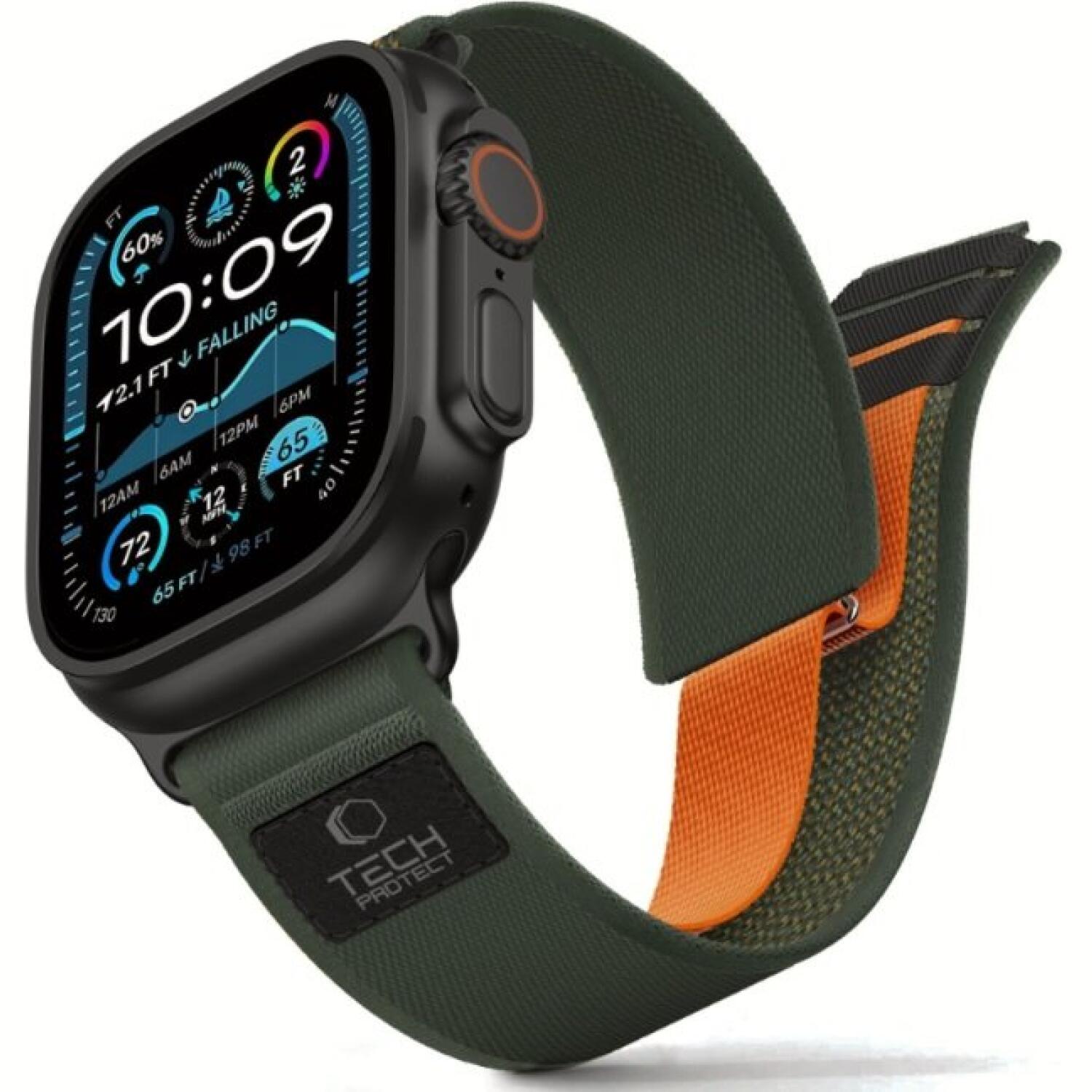 Λουράκι Apple Watch Ultra/SE/11/10/9/8/7/6/5/4 (49/46/45/44mm) Tech-Protect Nylon Elite Υφασμάτινο Green / Orange