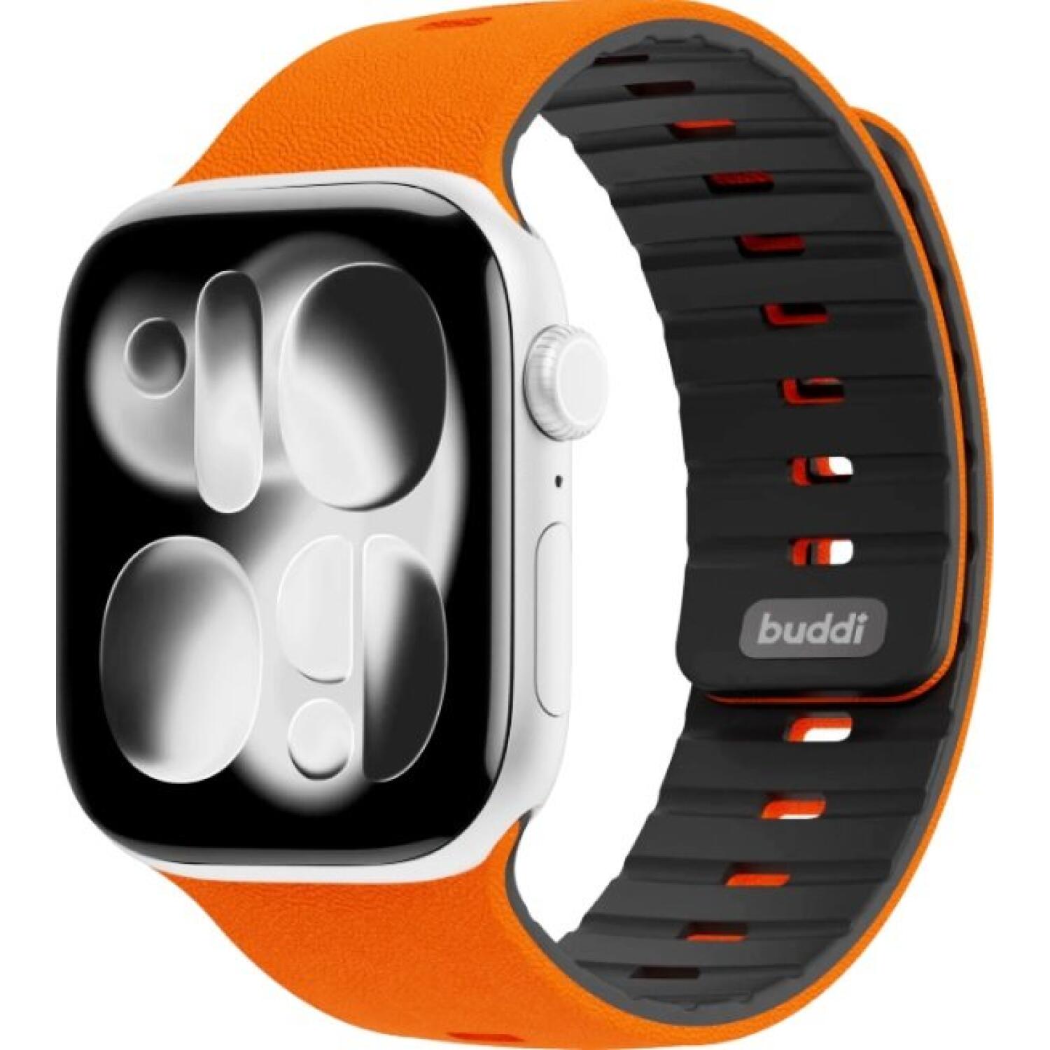 Λουράκι Apple Watch Ultra/SE/11/10/9/8/7/6/5/4 (49/46/45/44mm) Buddi Luno Μαγνητικό Σιλικόνης Orange