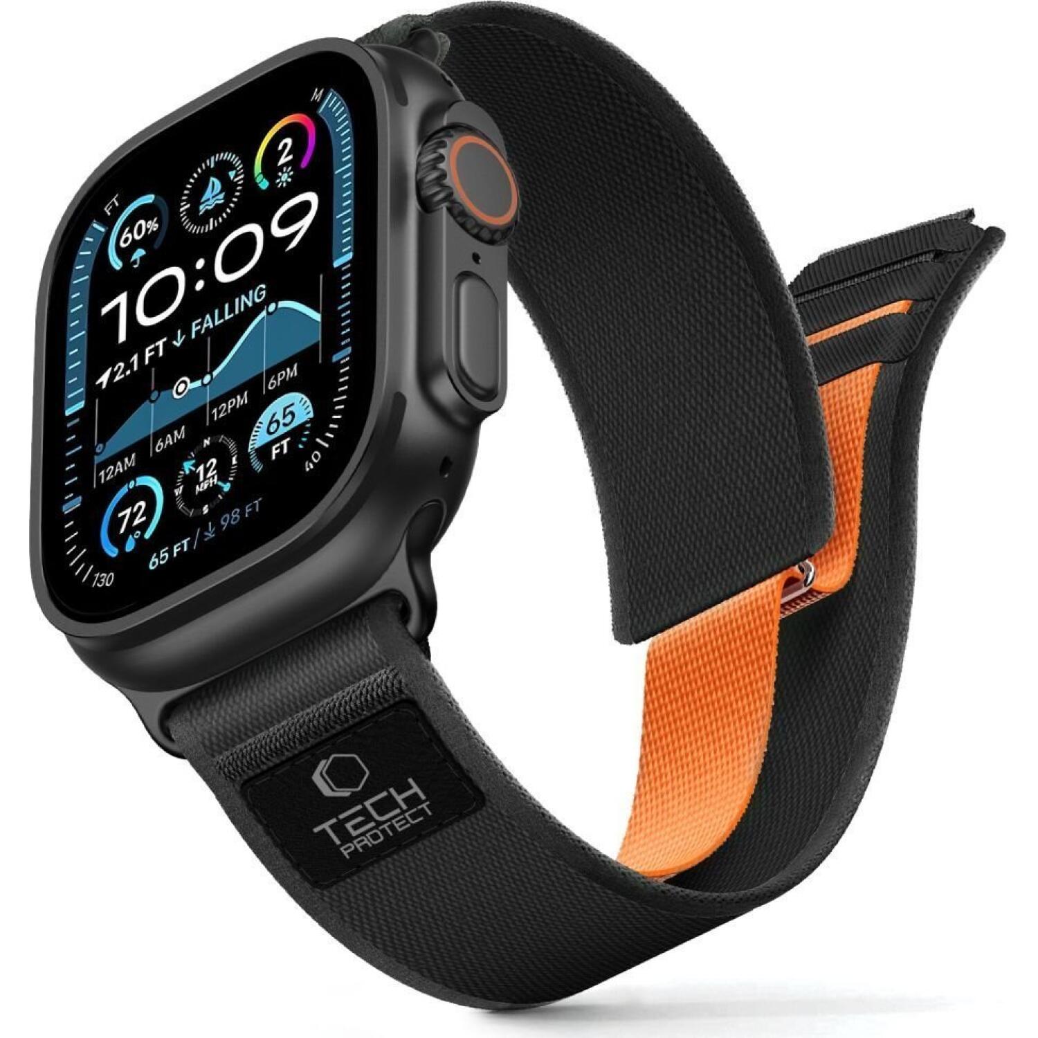 Λουράκι Apple Watch Ultra/SE/11/10/9/8/7/6/5/4 (49/46/45/44mm) Tech-Protect Nylon Elite Υφασμάτινο Black / Orange