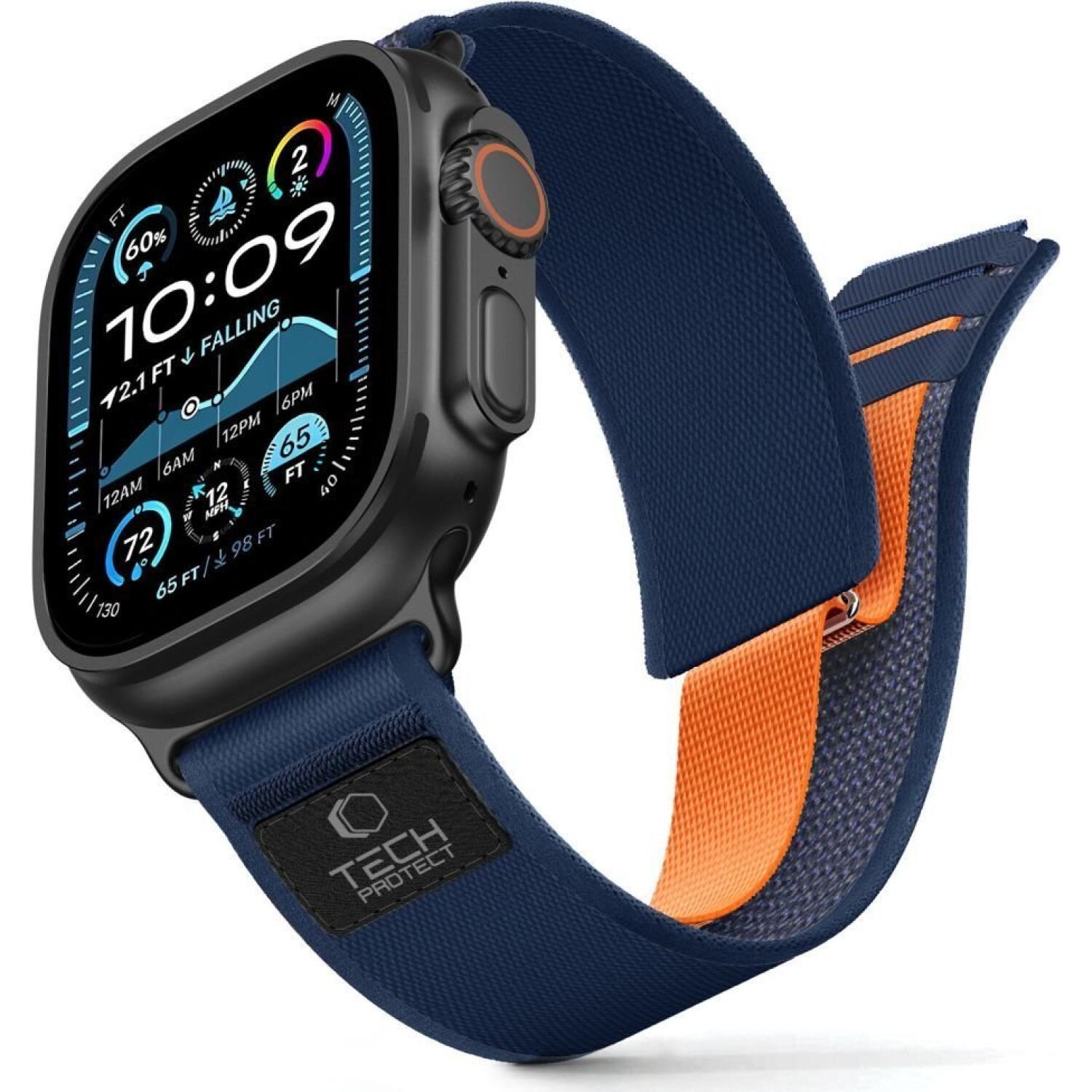 Λουράκι Apple Watch Ultra/SE/11/10/9/8/7/6/5/4 (49/46/45/44mm) Tech-Protect Nylon Elite Υφασμάτινο Navy / Orange