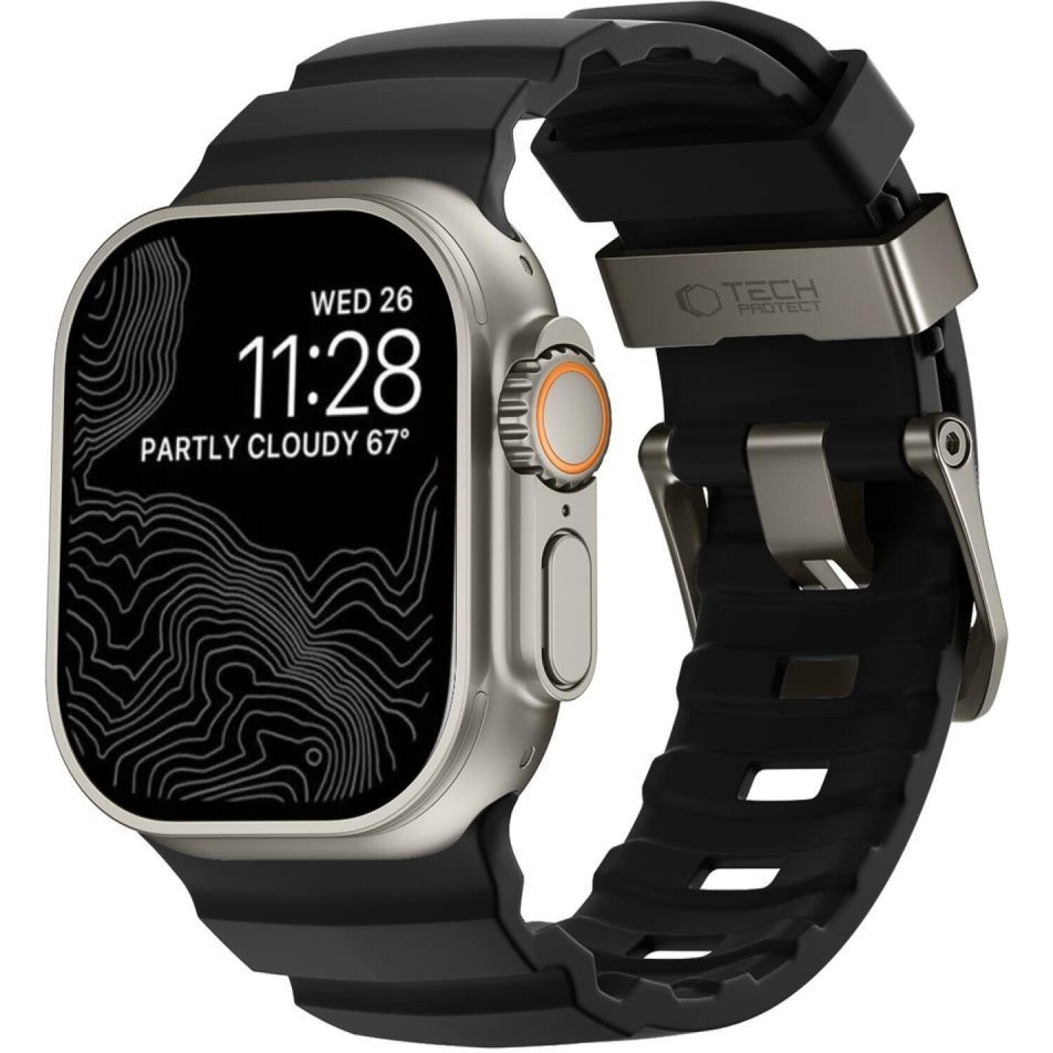 Λουράκι Apple Watch Ultra/SE/12/11/10/9/8/7/6/5/4 (49/46/45/44mm) Tech-Protect Motion Λουράκι Σιλικόνης Black