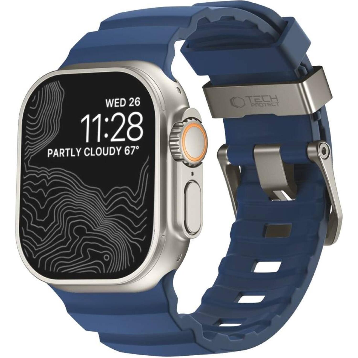 Λουράκι Apple Watch Ultra/SE/12/11/10/9/8/7/6/5/4 (49/46/45/44mm) Tech-Protect Motion Λουράκι Σιλικόνης Nautical Blue