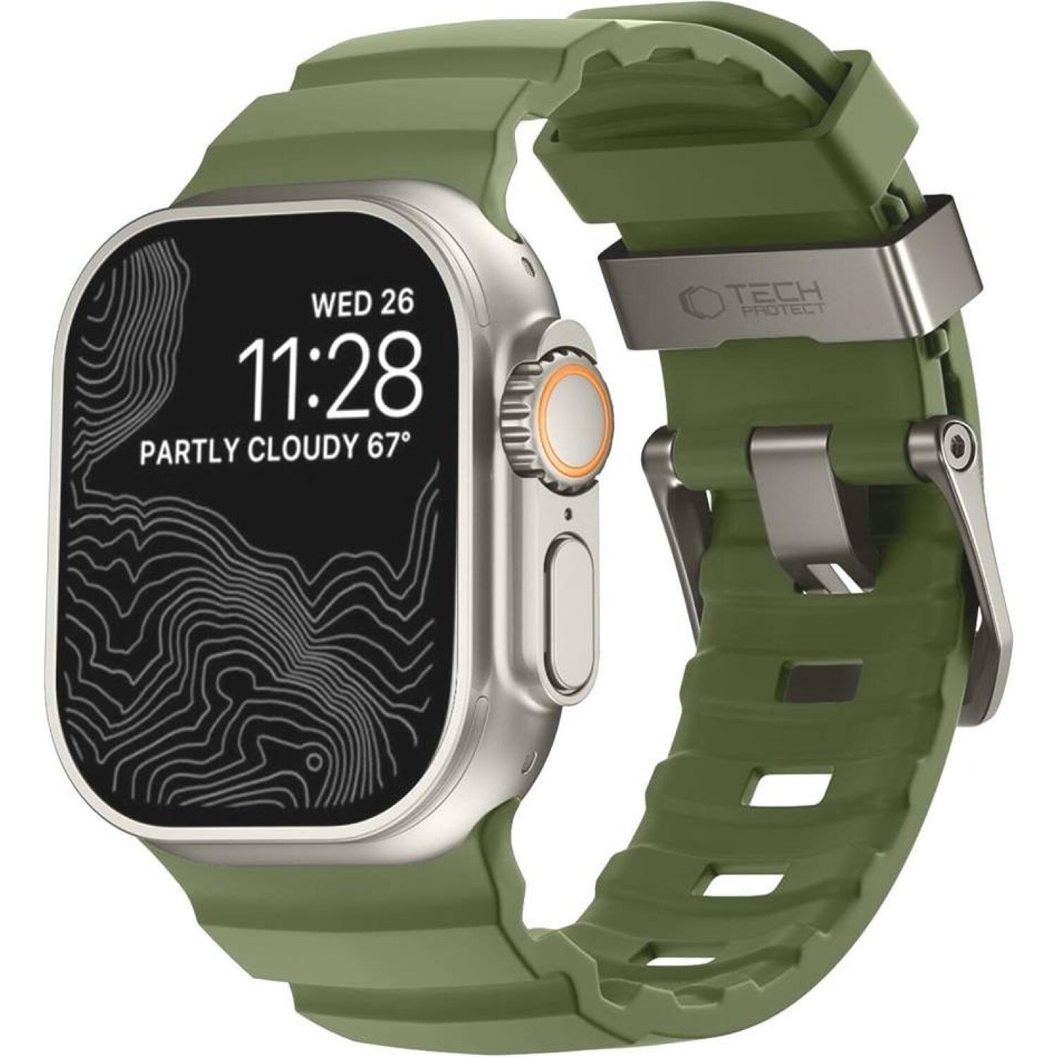 Λουράκι Apple Watch Ultra/SE/12/11/10/9/8/7/6/5/4 (49/46/45/44mm) Tech-Protect Motion Λουράκι Σιλικόνης Tactical Green