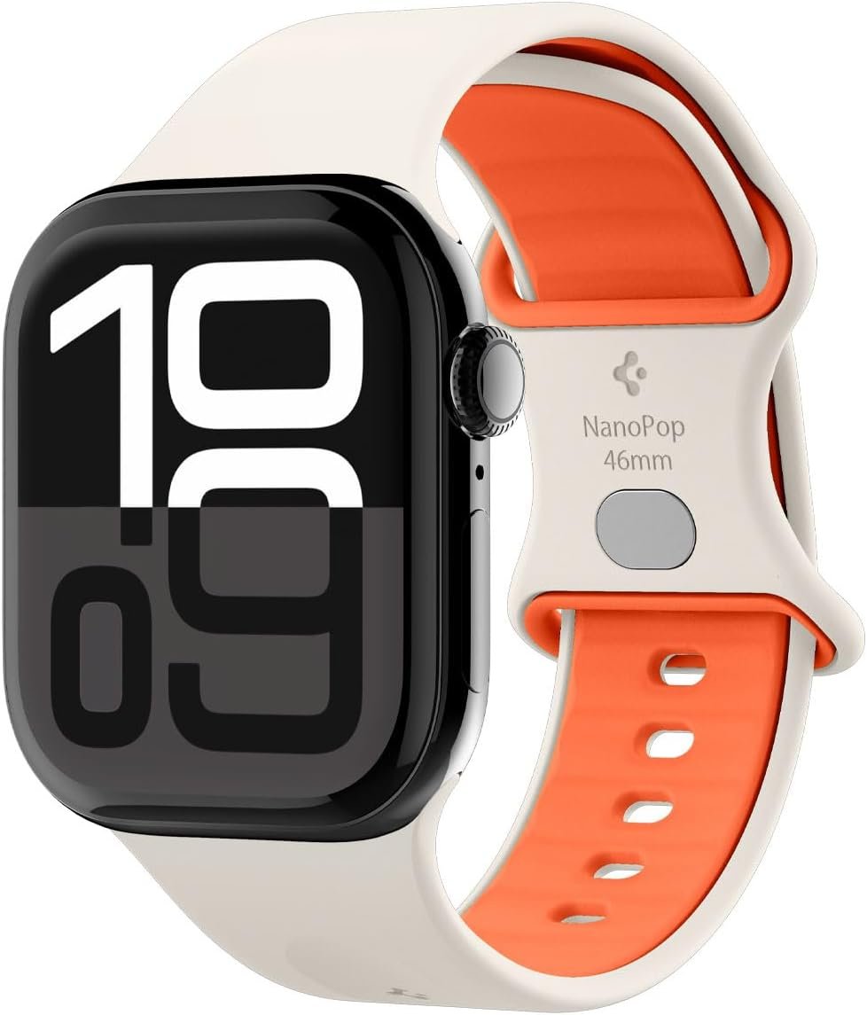 Λουράκι Apple Watch Ultra/SE/11/10/9/8/7/6/5/4 (49/46/45/44mm) Spigen Nano Pop από Premium Σιλικόνη Orange Beige
