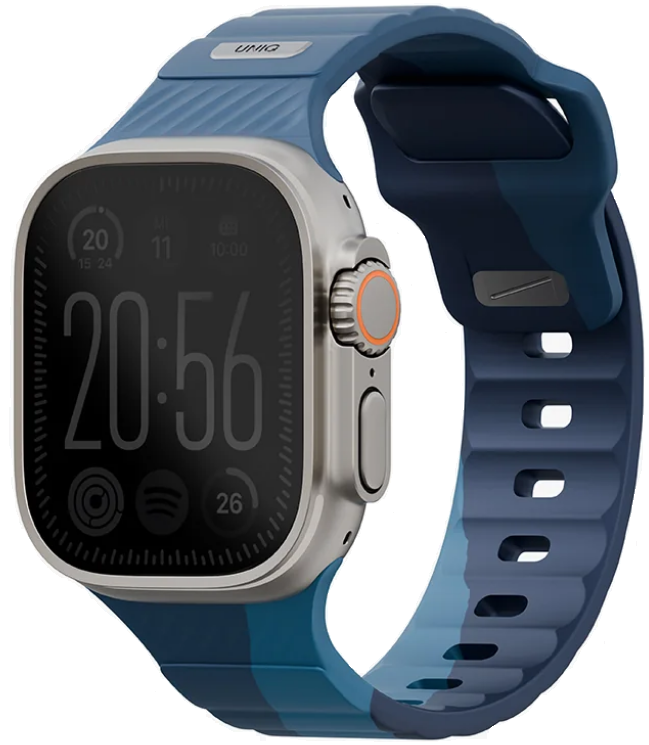 Λουράκι Apple Watch Ultra/SE/11/10/9/8/7/6/5/4 (49/46/45/44mm) Uniq Stride Designer Edition Ανθεκτικό Αδιάβροχο από Premium Καουτσούκ FKM Storm / Aegean Blue