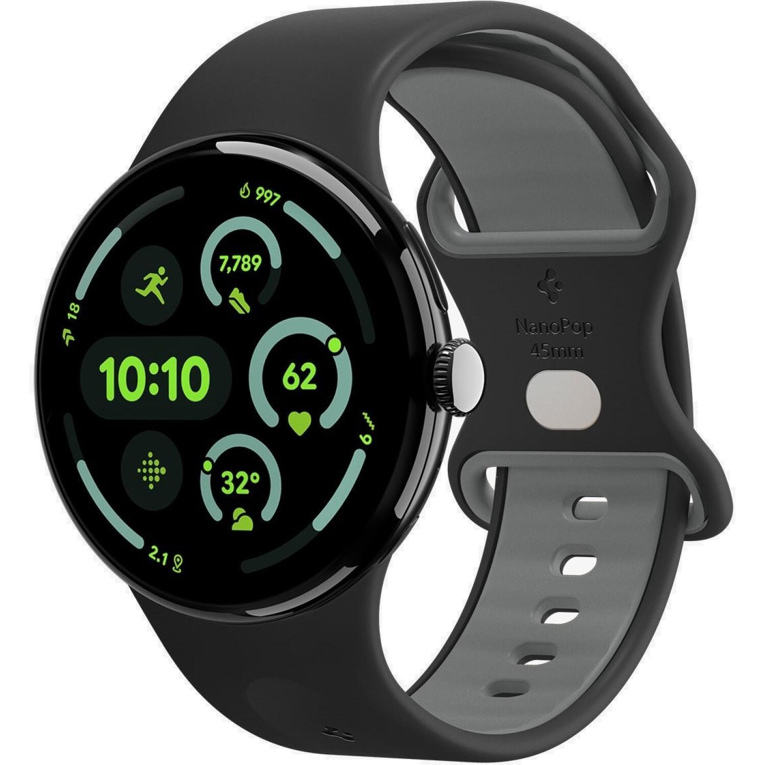 Λουράκι Google Pixel Watch 5 / 4 / 3 45mm Spigen Nano Pop από Premium Σιλικόνη Black Sesame