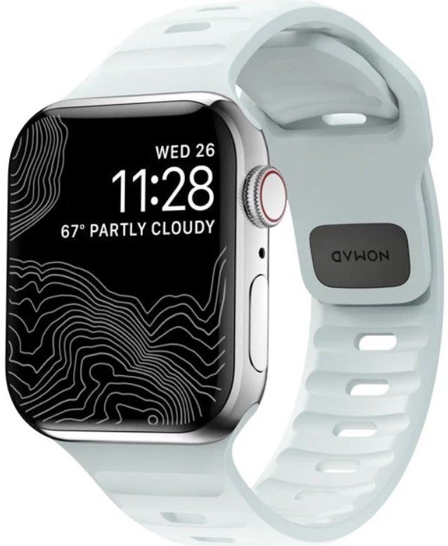 Λουράκι Nomad Sport Band Glow in the Dark Αδιάβροχο Φωσφορίζον Σιλικόνης Apple Watch SE/11/10/9/8/7/6/5/4 (42/41/40mm) Icy Blue Glow