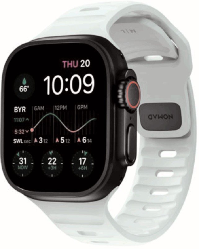 Λουράκι Nomad Sport Band Glow in the Dark Αδιάβροχο Φωσφορίζον Σιλικόνης Apple Watch Ultra/SE/11/10/9/8/7/6/5/4 (49/46/45/44mm) Icy Blue Glow