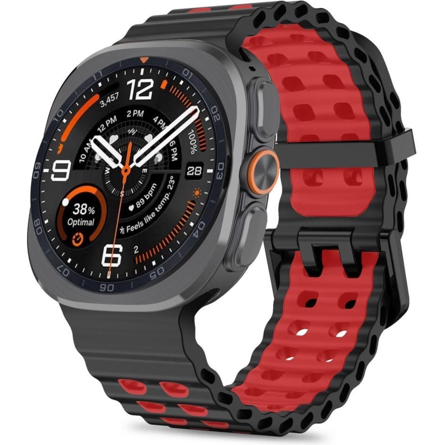 Λουράκι Samsung Galaxy Watch Ultra2 / Ultra1 2026 / 2025 / 2024 47mm Tech-Protect Iconband Pro Σιλικόνης Black / Red