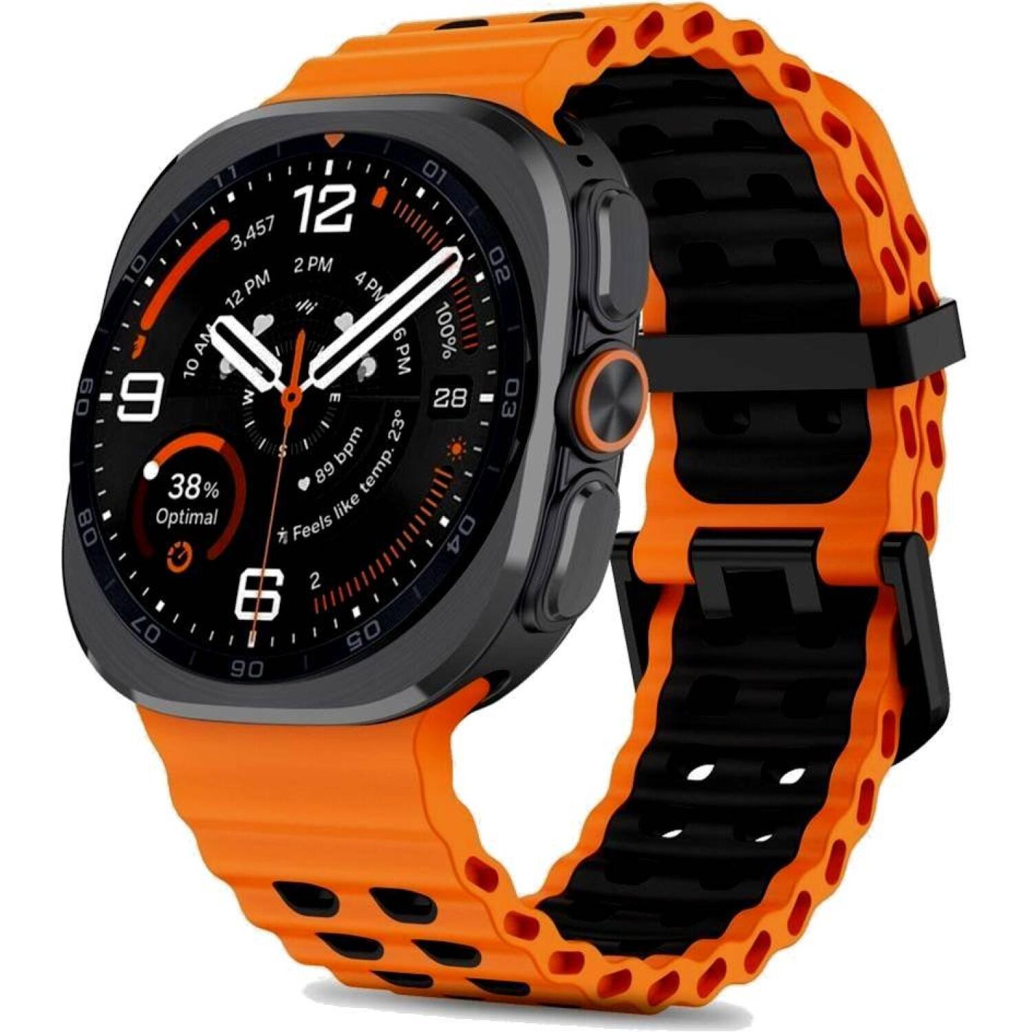 Λουράκι Samsung Galaxy Watch Ultra2 / Ultra1 2026 / 2025 / 2024 47mm Tech-Protect Iconband Pro Σιλικόνης Orange / Black