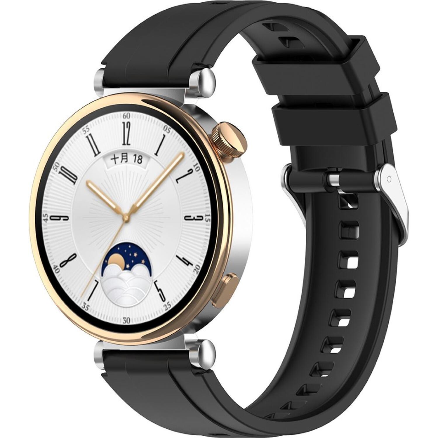Λουράκι Smartwatch 18mm / Huawei Watch GT 4 41mm / W1 / Honor Watch S1 / Garmin Venu 2S / Vivoactive 4S Techsuit Watchband W075 Σιλικόνης Black