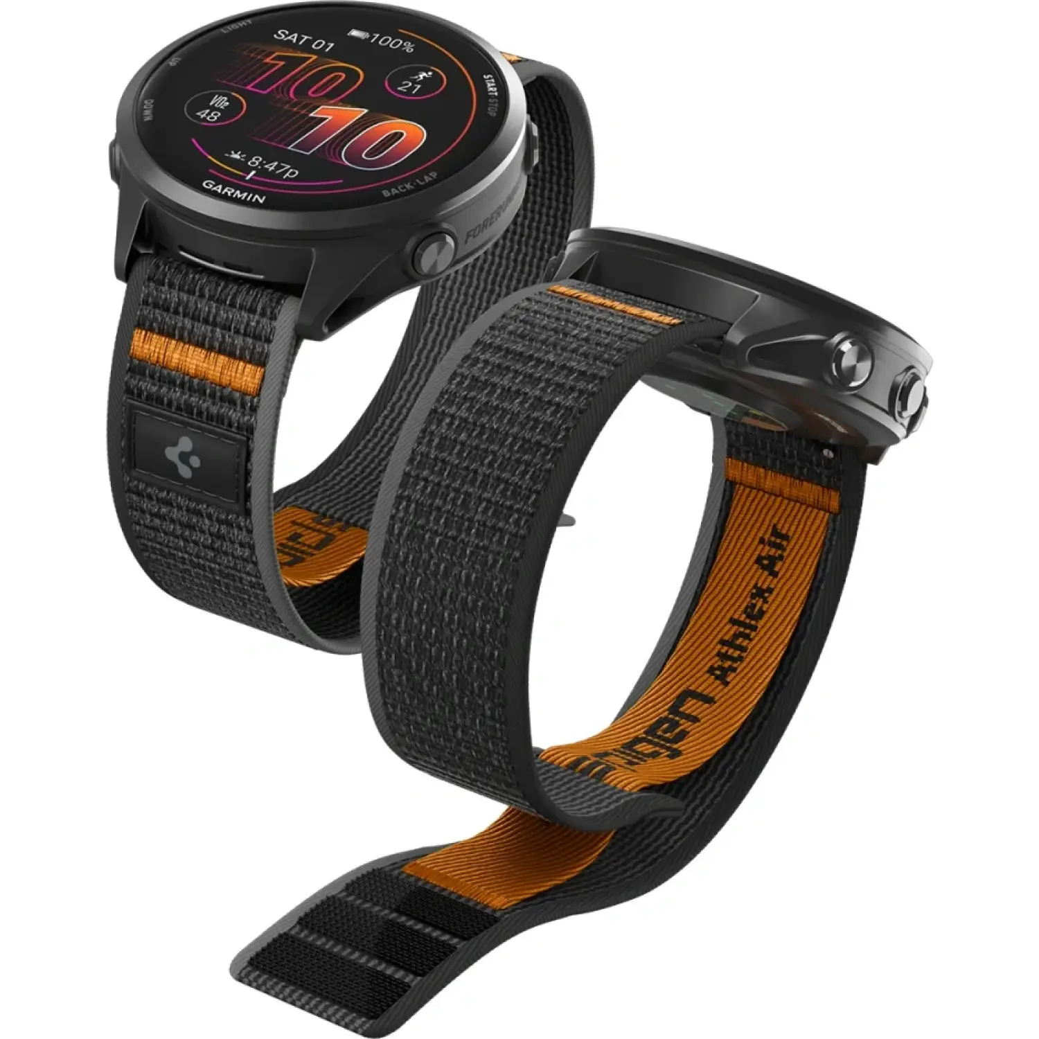 Λουράκι Smartwatch 22mm / Garmin Watch Spigen Athlex Air 2 Quick Release Υφασμάτινο Active Black / Orange
