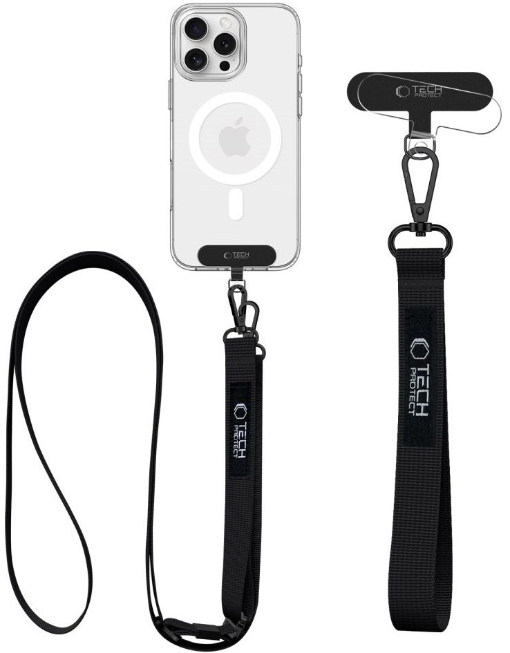 Λουράκι Χειρός & Λαιμού Tech-Protect C6S Rope Crossbody Αποσπώμενο για Θήκες Κινητών / Smartphones Black