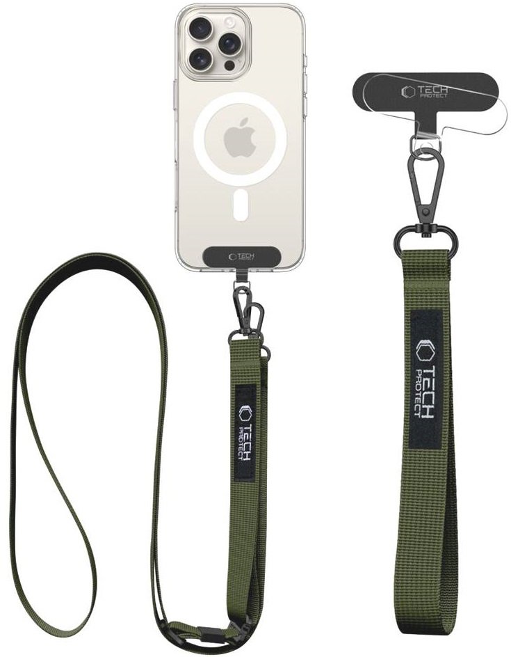 Λουράκι Χειρός & Λαιμού Tech-Protect C6S Rope Crossbody Αποσπώμενο για Θήκες Κινητών / Smartphones Cargo Khaki 